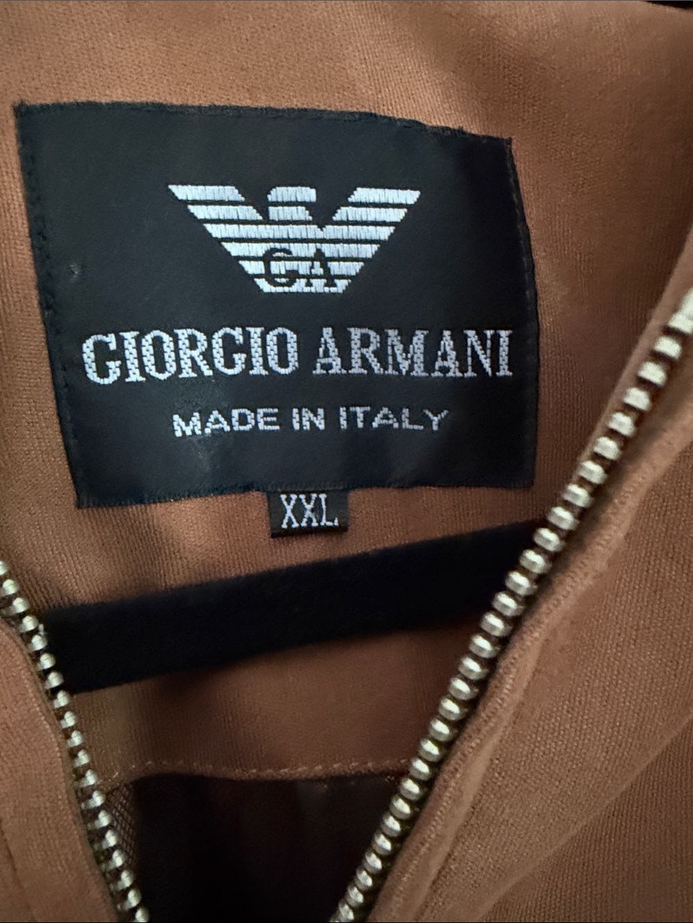 Giorgio Armani Men's Tan Suede Zip Jacket - Picture 2 of 3